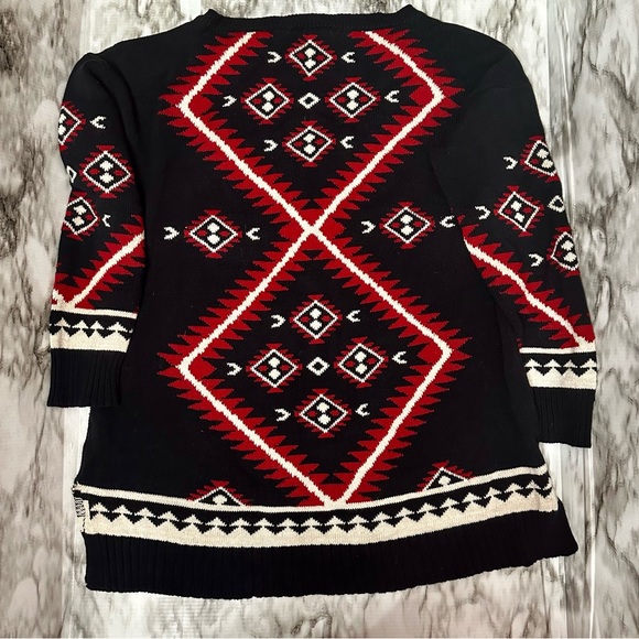 Lauren Ralph Lauren Womens Sz L Aztec Red Black Tunic Sweater Southwestern RLR - Picture 3 of 12